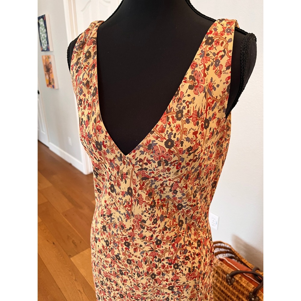 Lauren Ralph Lauren Maxi Dress Womens 10 Silk Floral Paisley Handkerchief Hem